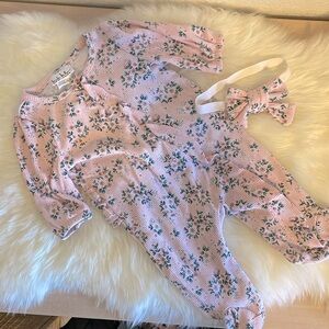 0/3M Nicole Miller Floral & Ruffle One-piece